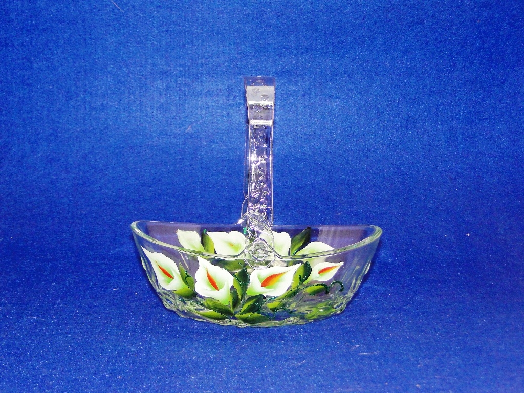 ваза для фруктов 53793 'Каллы' художественная на прозрачном стекле
